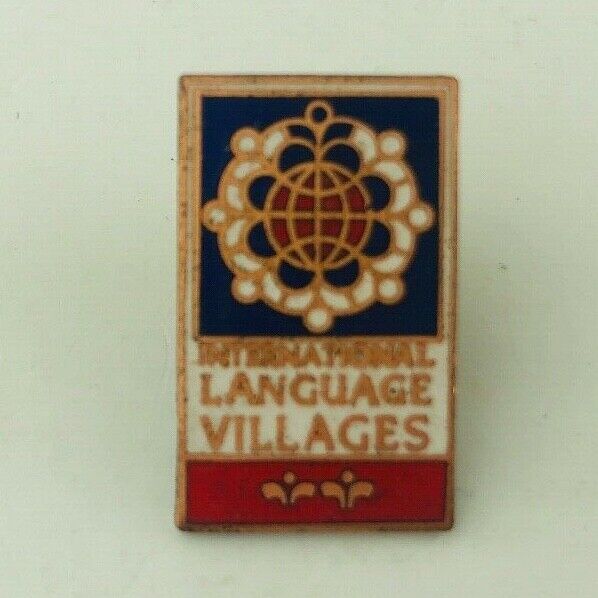 Vintage International Language Villages Lapel Hat Pin Minnesota MN Red Bottom