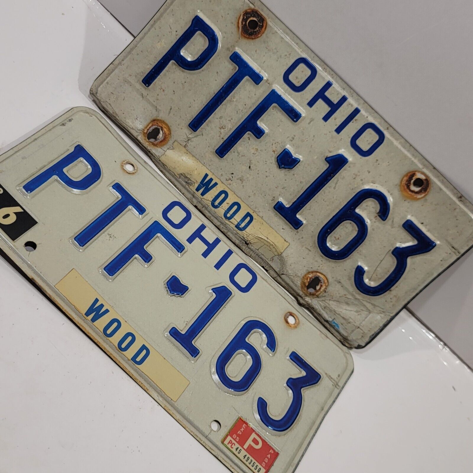 1985 OHIO License Plate Pair PTF-163 man cave BAR