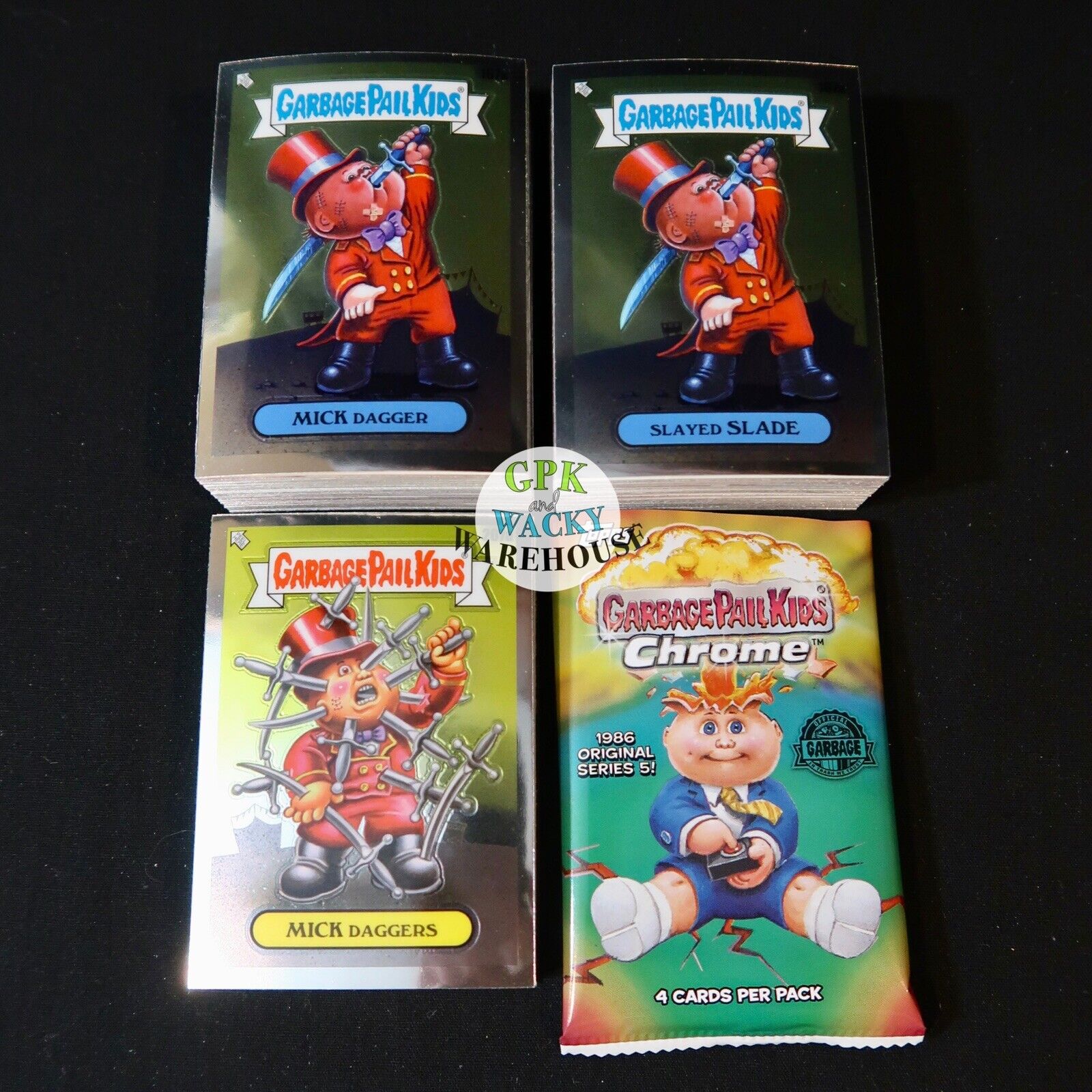 2022 GARBAGE PAIL KIDS CHROME 5 COMPLETE 100 CARD SET + EMPTY WRAPPER 5TH SERIES