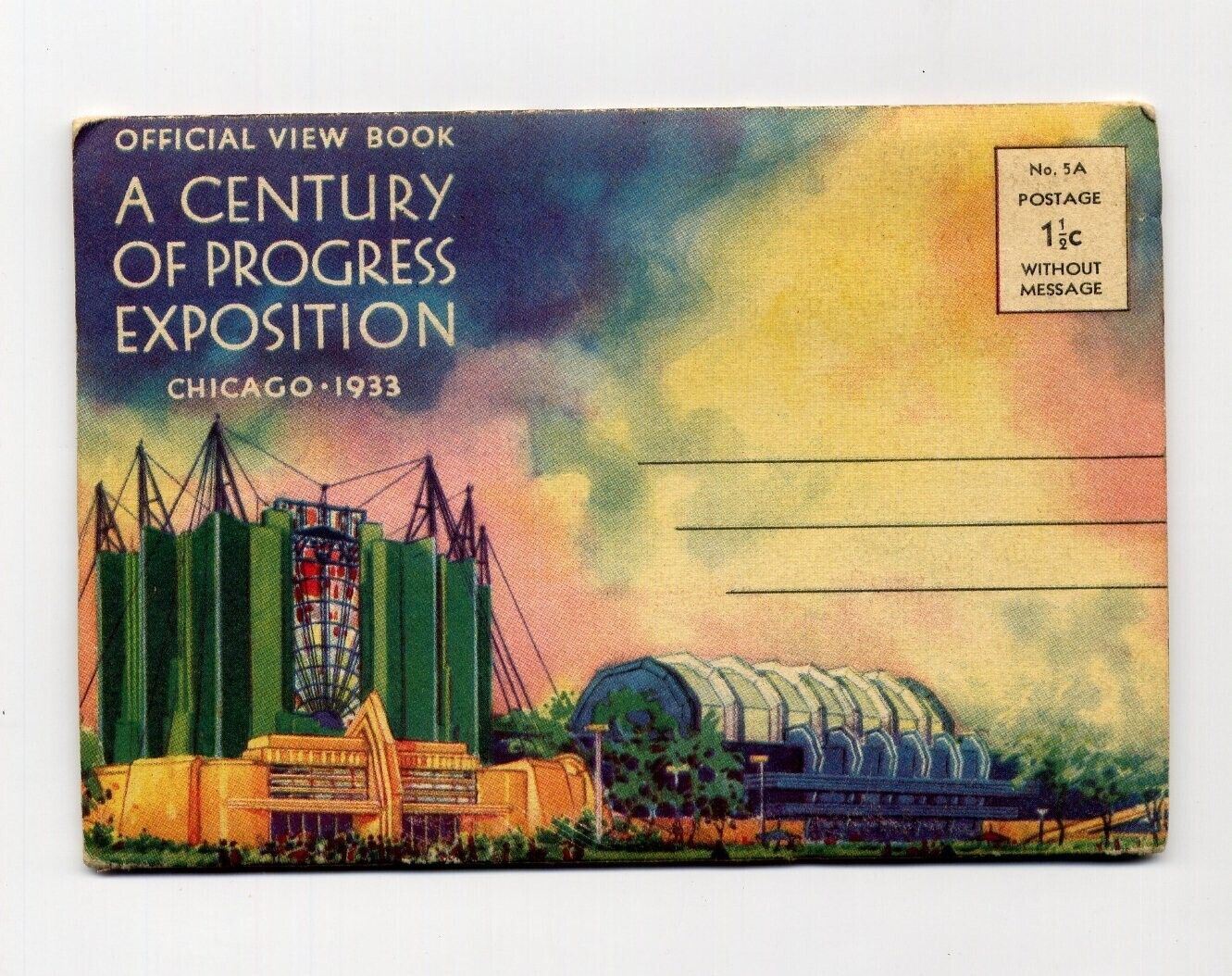Vintage 1933 Official View Book Mailer Century Progress Worlds Fair Chicago 1933