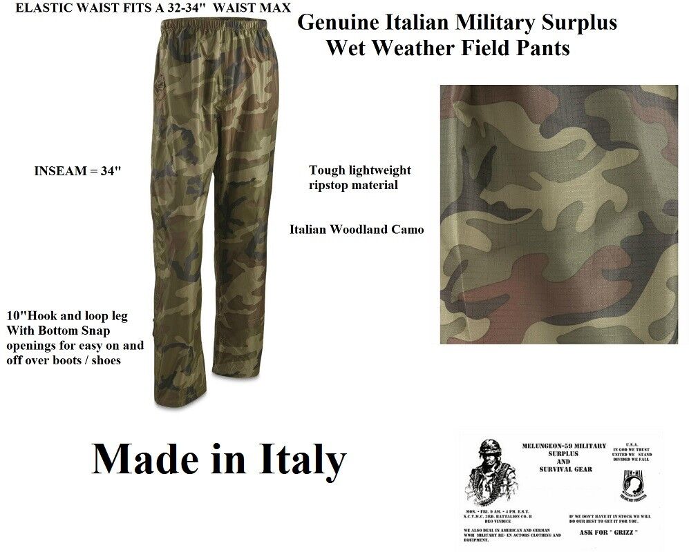 Authentic Original Italian Military Wet Weather Pants - 32-34\
