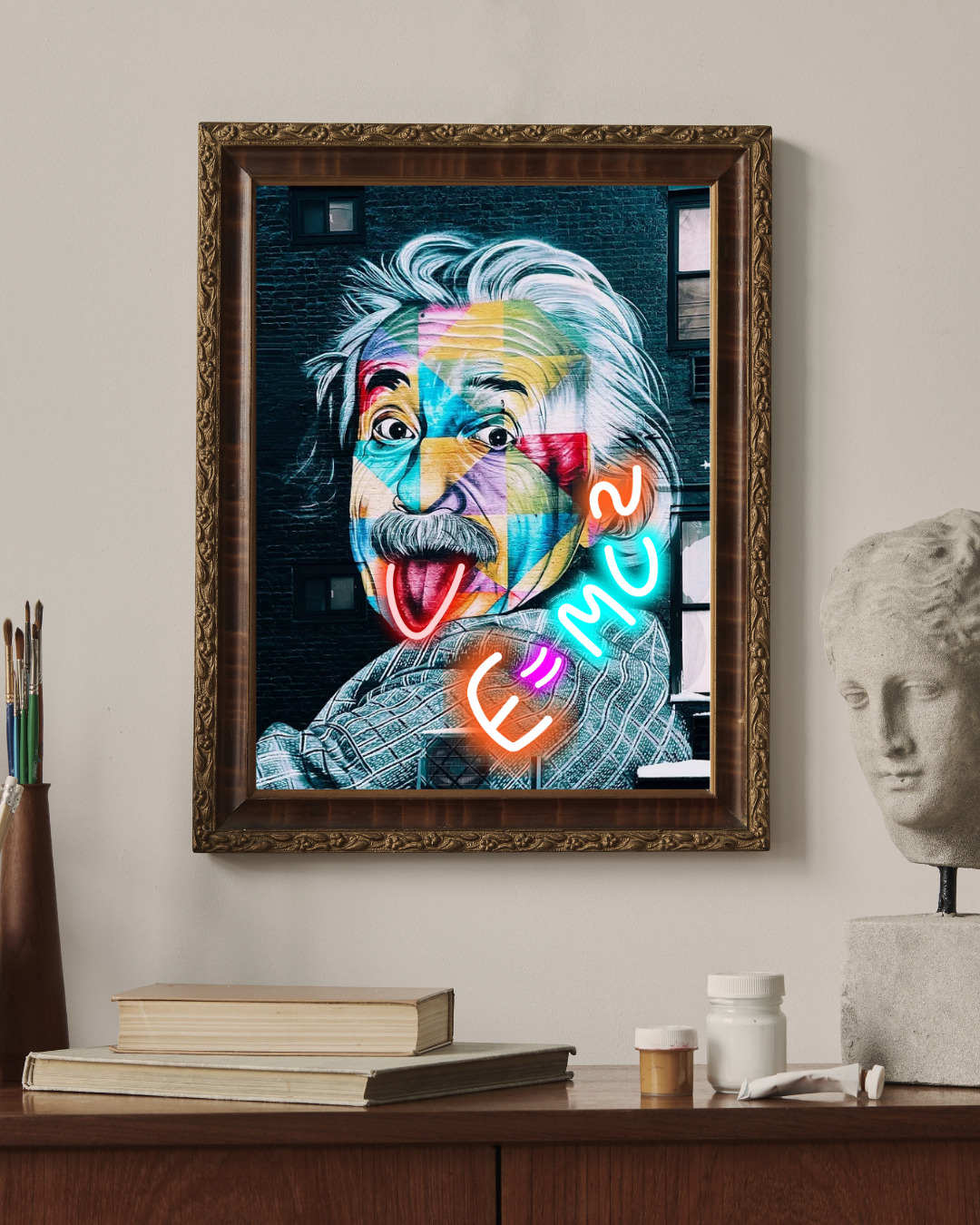 Albert Einstein Art Painting Neon Sign Wall Decor Portrait Art Modern Painting