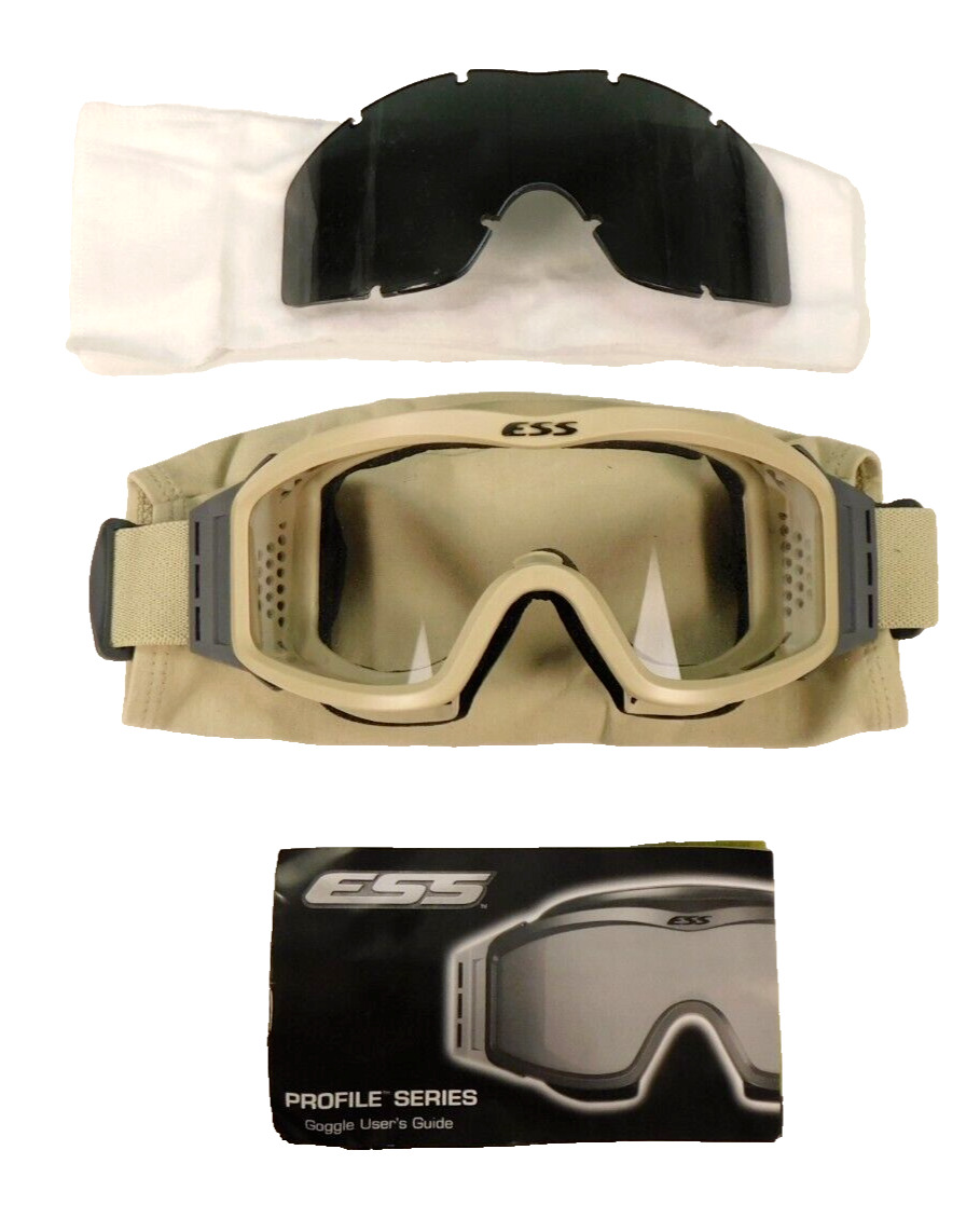 ESS Industrial USMC Goggles Profile NVG Desert Tan Tactical Smoke Gray Clear