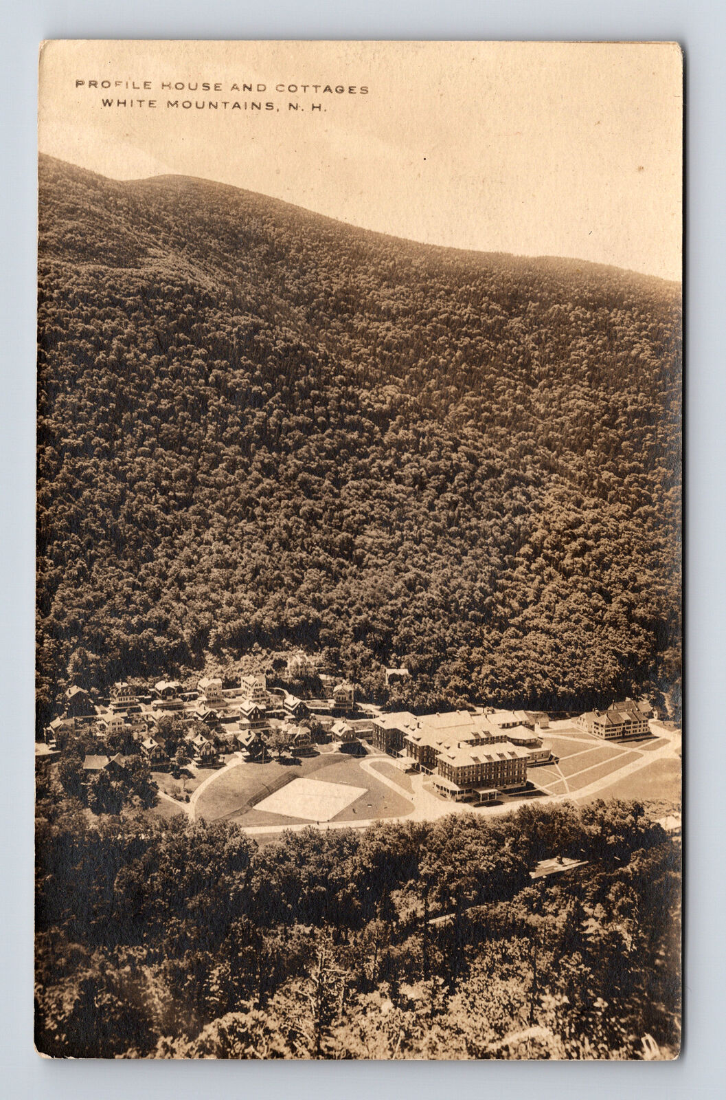 RPPC Aerial View of Profile House and Cottages White Mountains NH Postcard