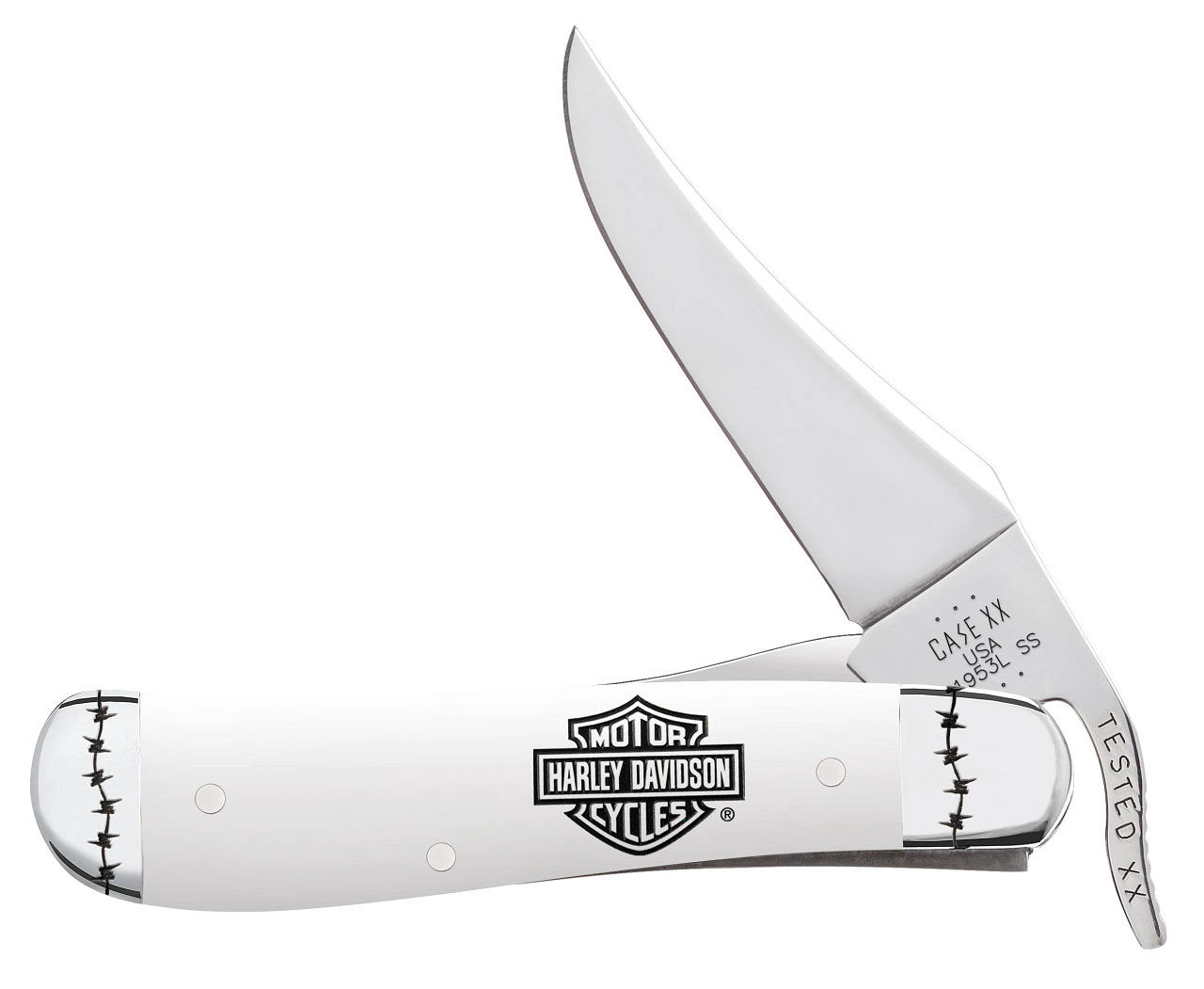Case xx Knives Harley-Davidson Russlock 52249 White Stainless Pocket Knife
