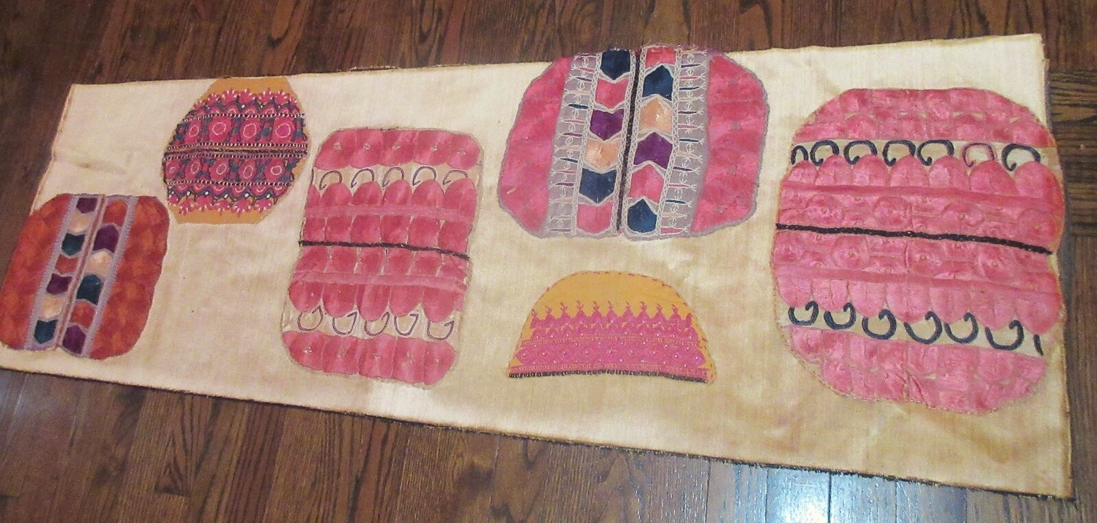 6 antique hand embroidered silk wedding Sindh India embroidery needlepoint art 