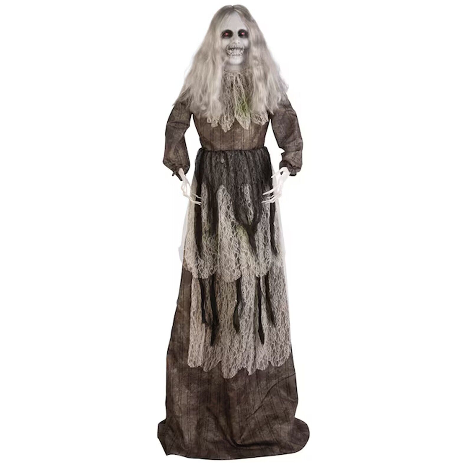 Haunted Living 5-FT Animated Zombie Woman Black &White Dress Hallowen Decoration