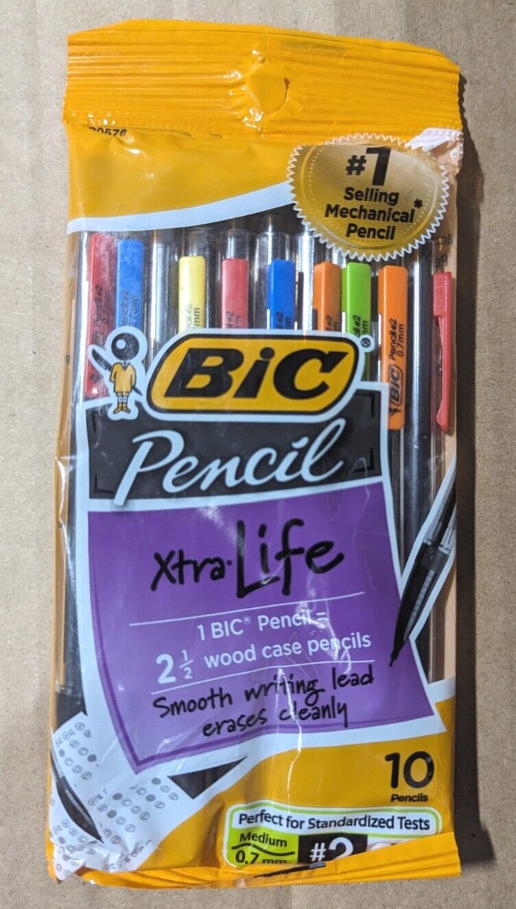 (4 Pack) Bic Xtra-Life Mechanical Pencils, Medium Point 0.7mm #2, 10-Count.