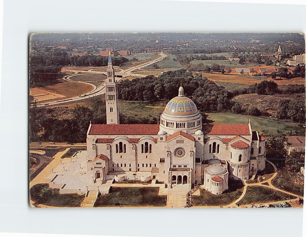 Postcard Aerial View National Shrine of the Immaculate Conception Washington DC
