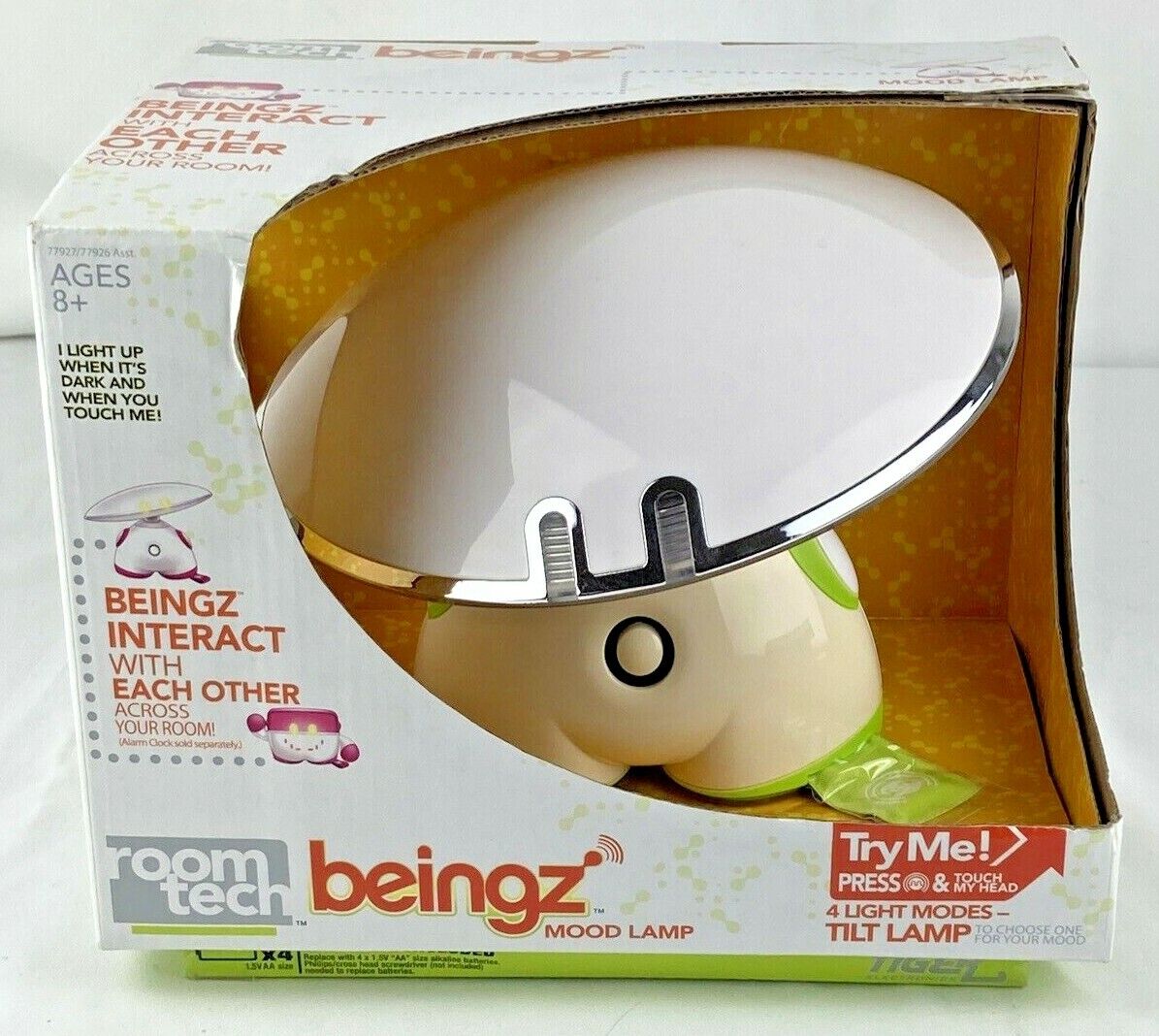 2007 Hasbro Room Tech Beingz Mood Lamp with Touch Sound & Light Sensor Green NOS