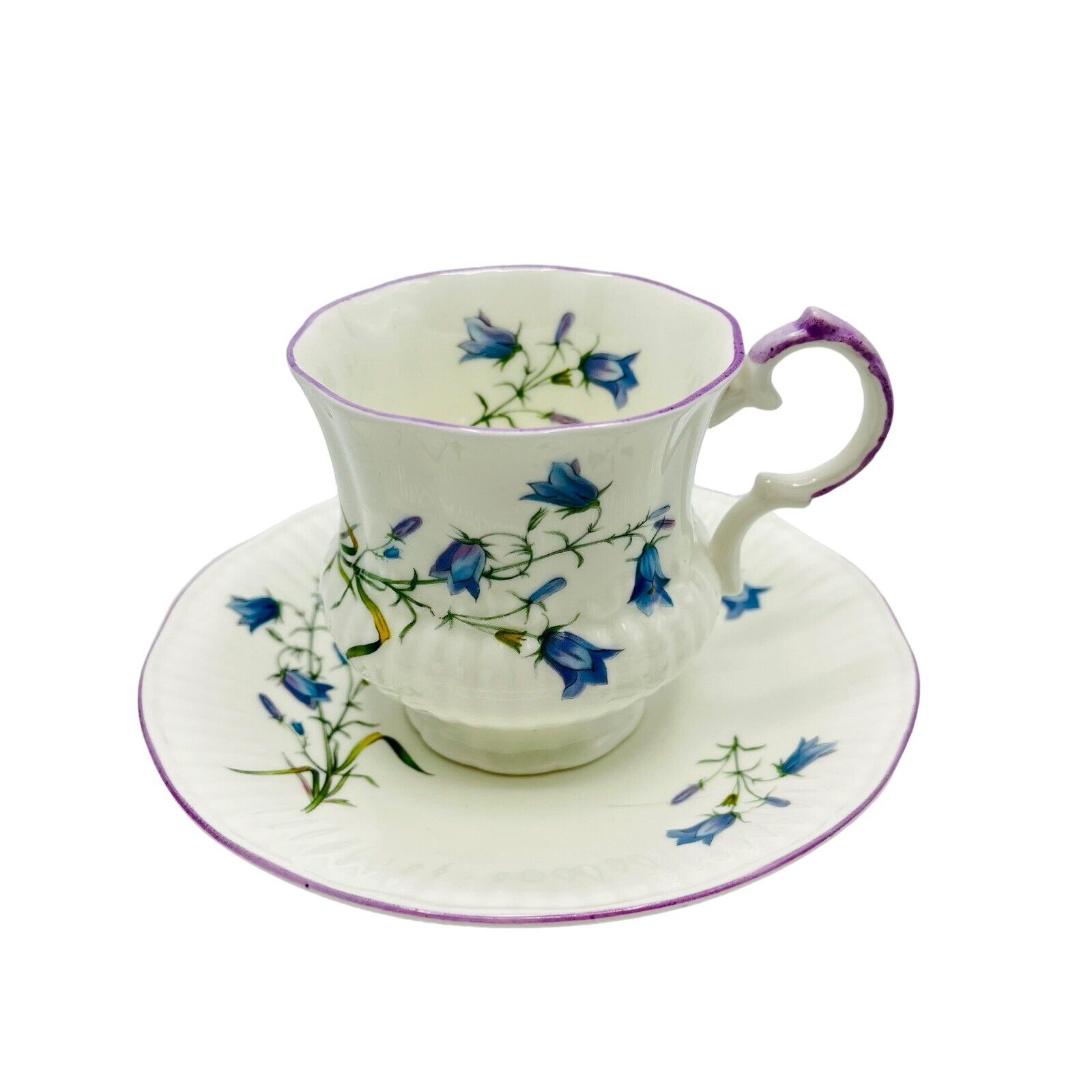 Vintage Elizabethan Fine Bone China Tea Cup & Saucer Blue Flower Purple England