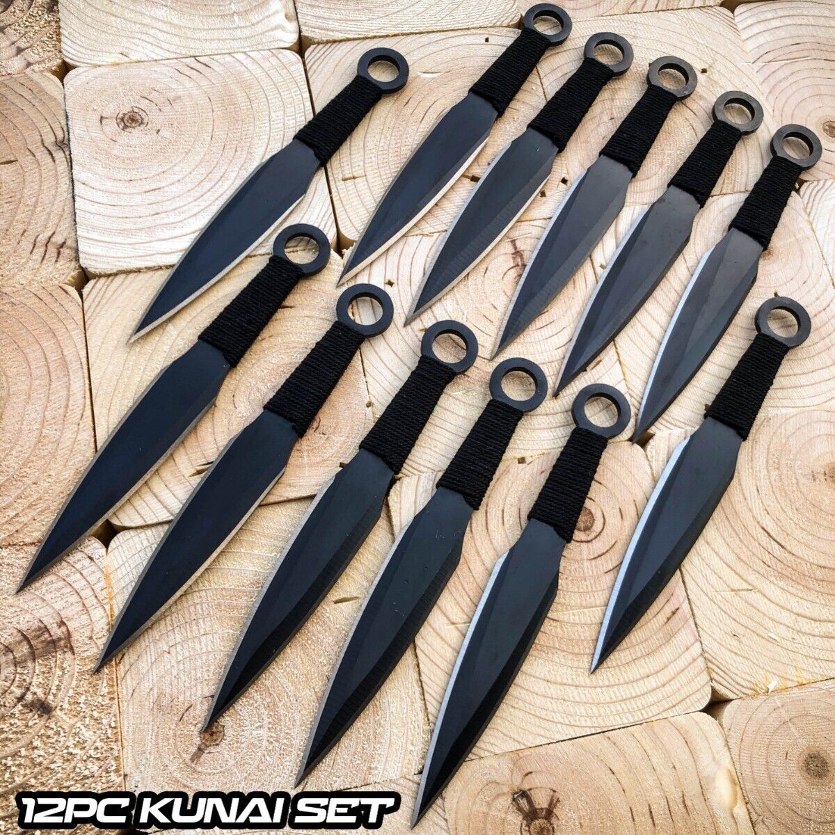 12 PC Ninja Hunting KNIVES Tactical Combat Ninjutsu Kunai Throwing Knife NEW Set