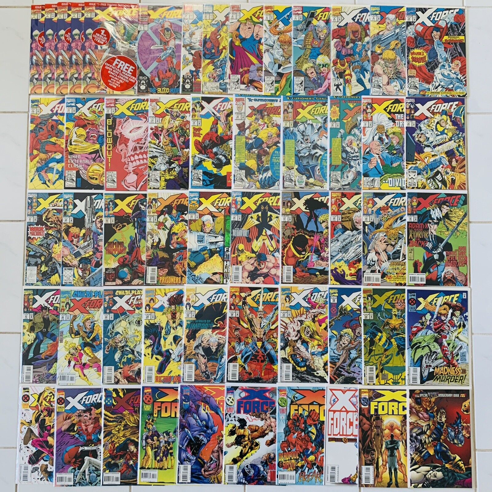 Marvel Comics X-FORCE VOL. 1 (1991) Comic Lot Full Run #1-50 + Polybag Cards DP