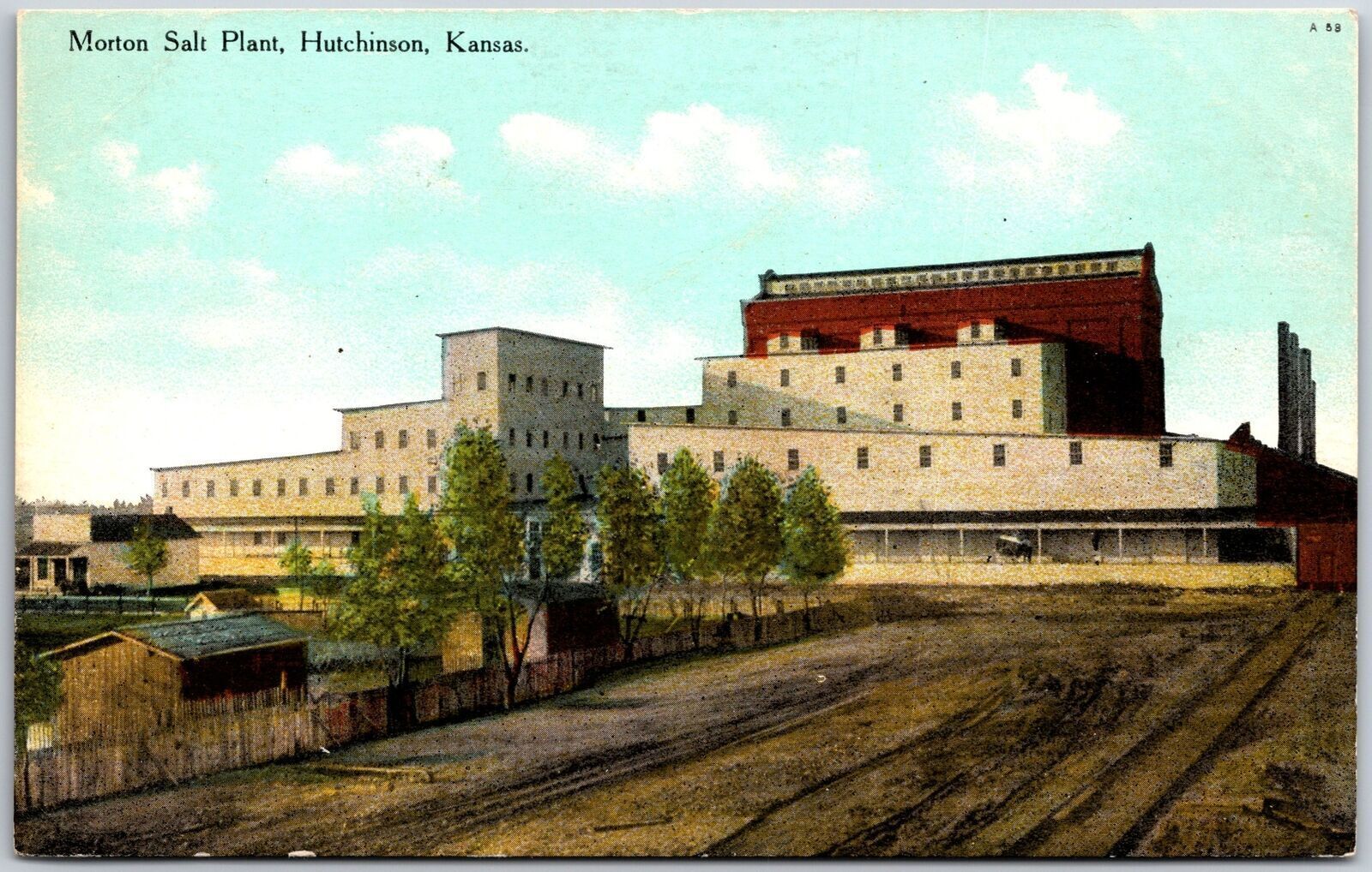 Morton Salt Plant Hutchinson Kansas KS Manufacturer Building Postcard