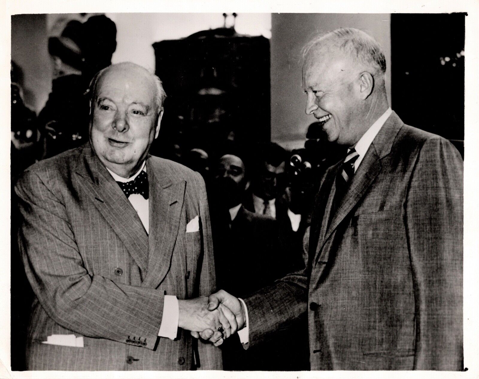 29 June 1954 press photo of Winston Churchill and Dwight D. Eisenhower