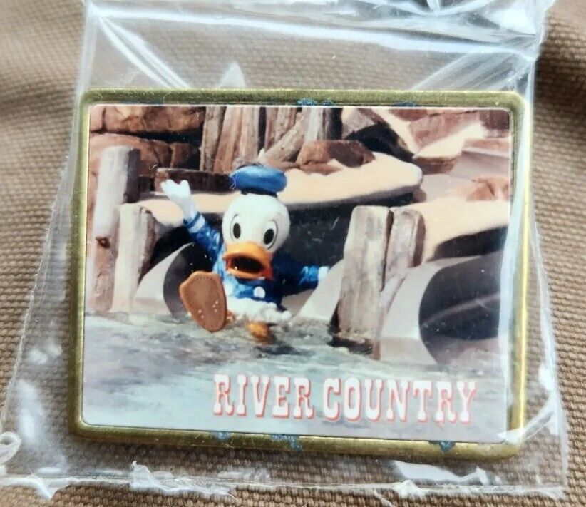 Vintage Walt Disney World River County Donald Duck Pin in Original Cellophane