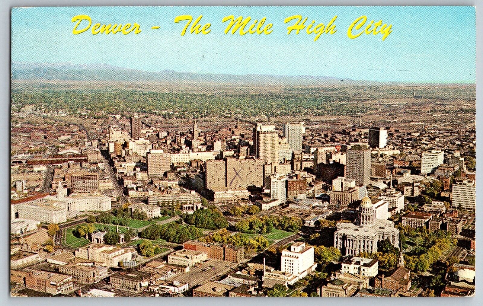 Denver, CO - Aerial View of Denver - Rocky Mountain West - Vintage Postcard