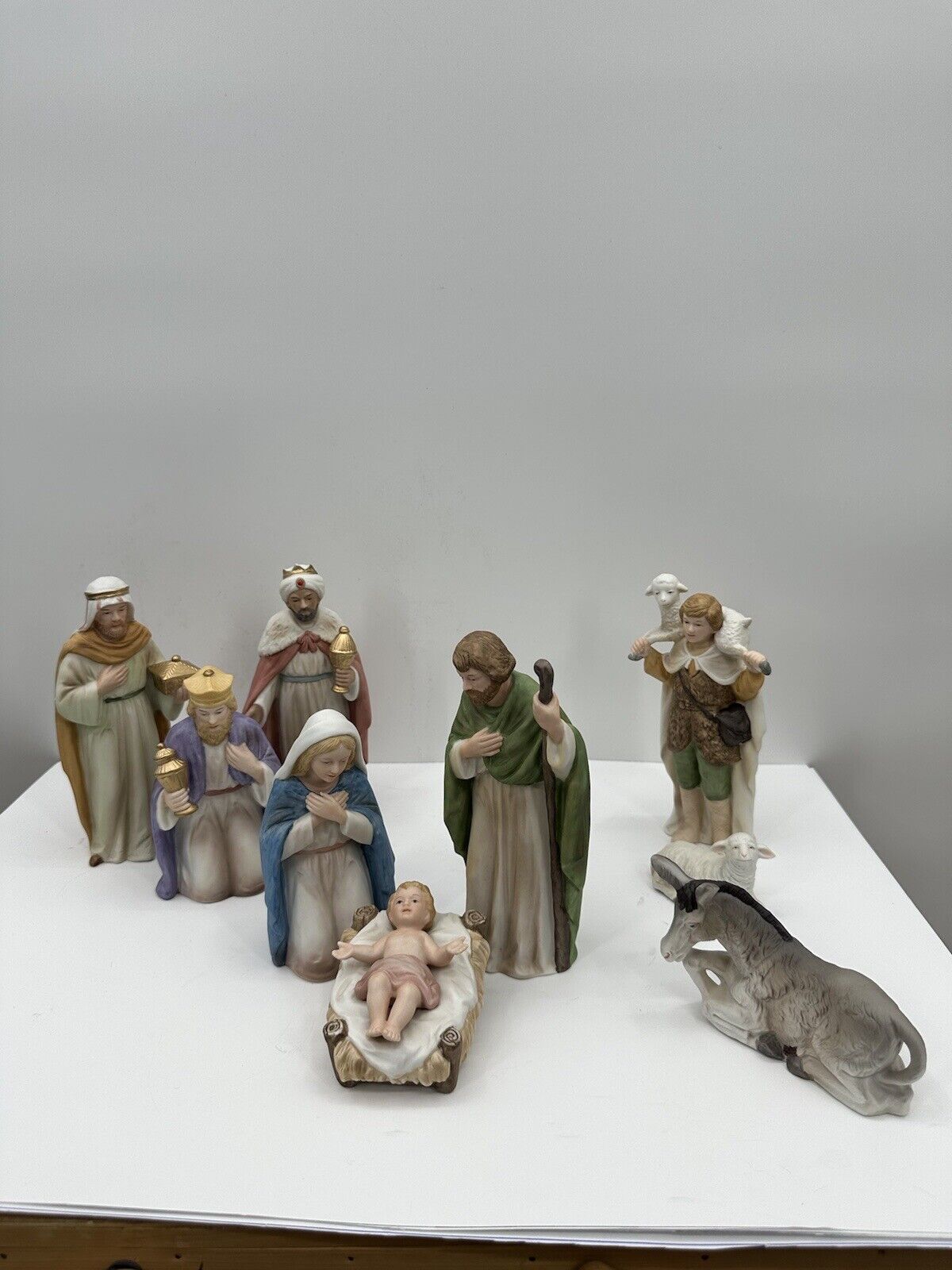 Home Interiors HOMCO Complete 10 Piece Porcelain Christmas Nativity Set #5418
