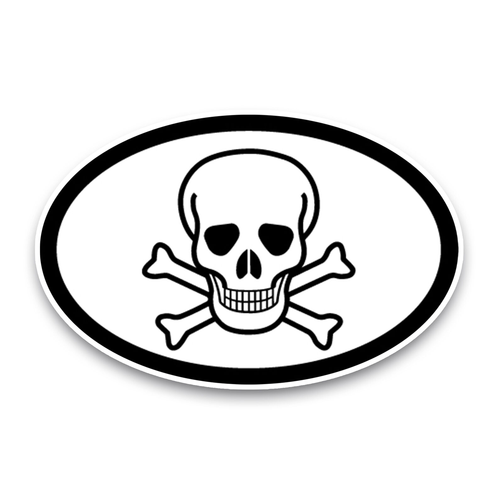 Skull and Crossbones Oval Magnet Decal, 4x6 Inches, Automotive Magnet
