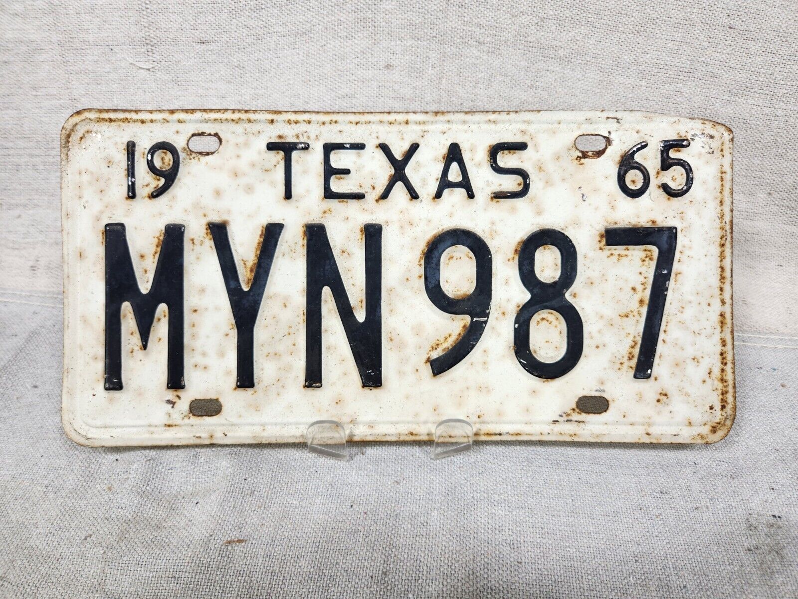Vintage 1965 Texas License Plate MYN987
