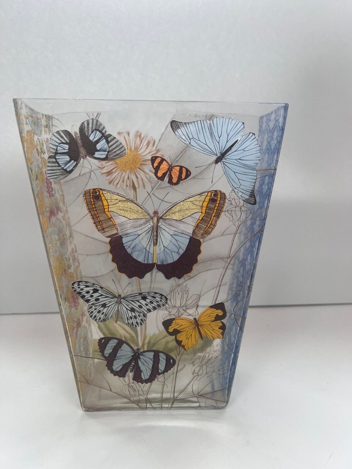 Fringe Studio Cottage Country Boho Chic Floral Butterfly Glass Vase