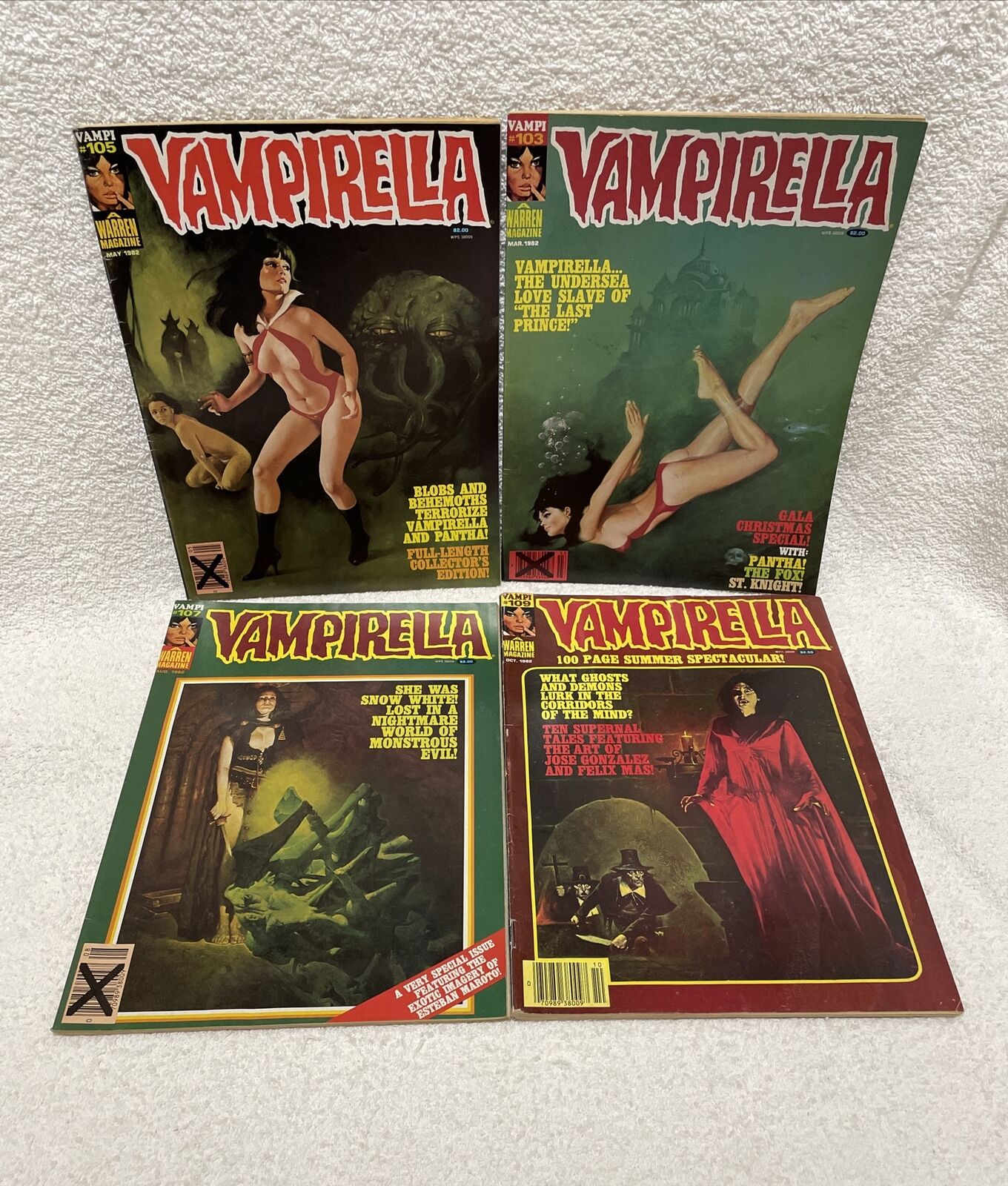 SALE Lot x4 1982 Vampirella 103 105 107 109 Warren Magazine Comics COMBINED SHIP