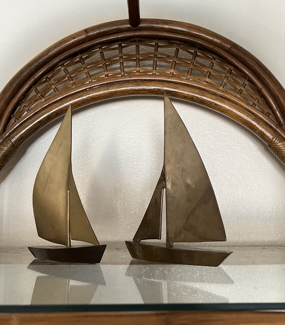 MCM Vintage Brass Sailboats Set Of Two(2)