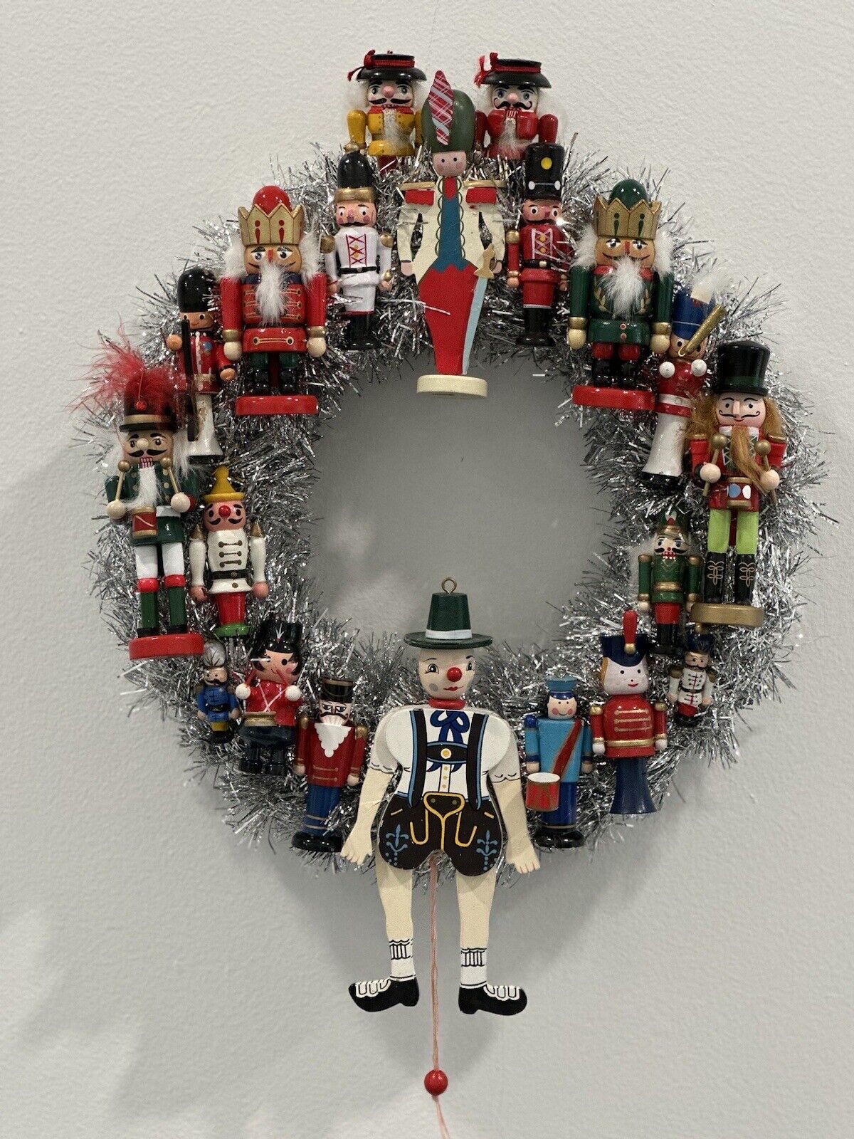 13” Handmade Christmas Ornament Wreath Vintage-Kitsch-Nutcracker