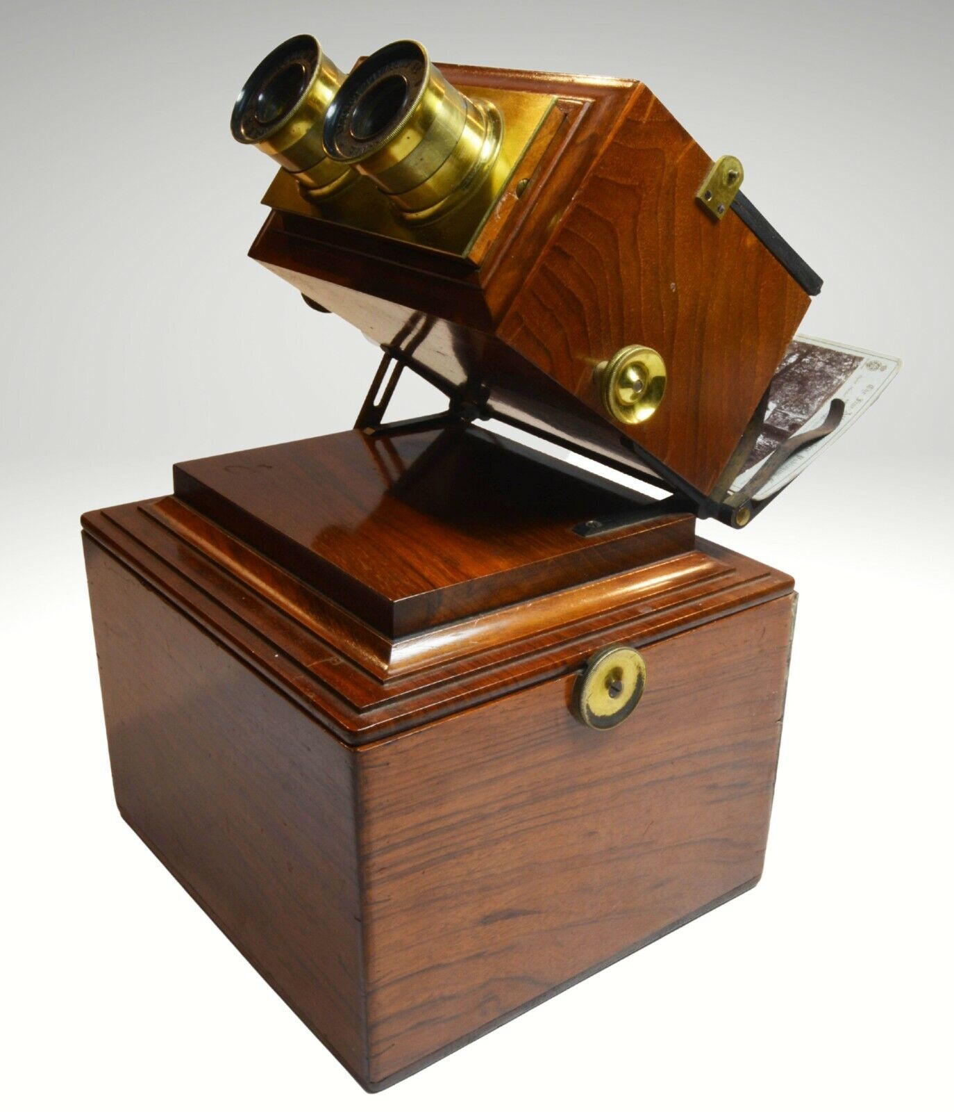Antique stereoscope stereo viewer, tabletop, R & J Beck, London, 19th Century