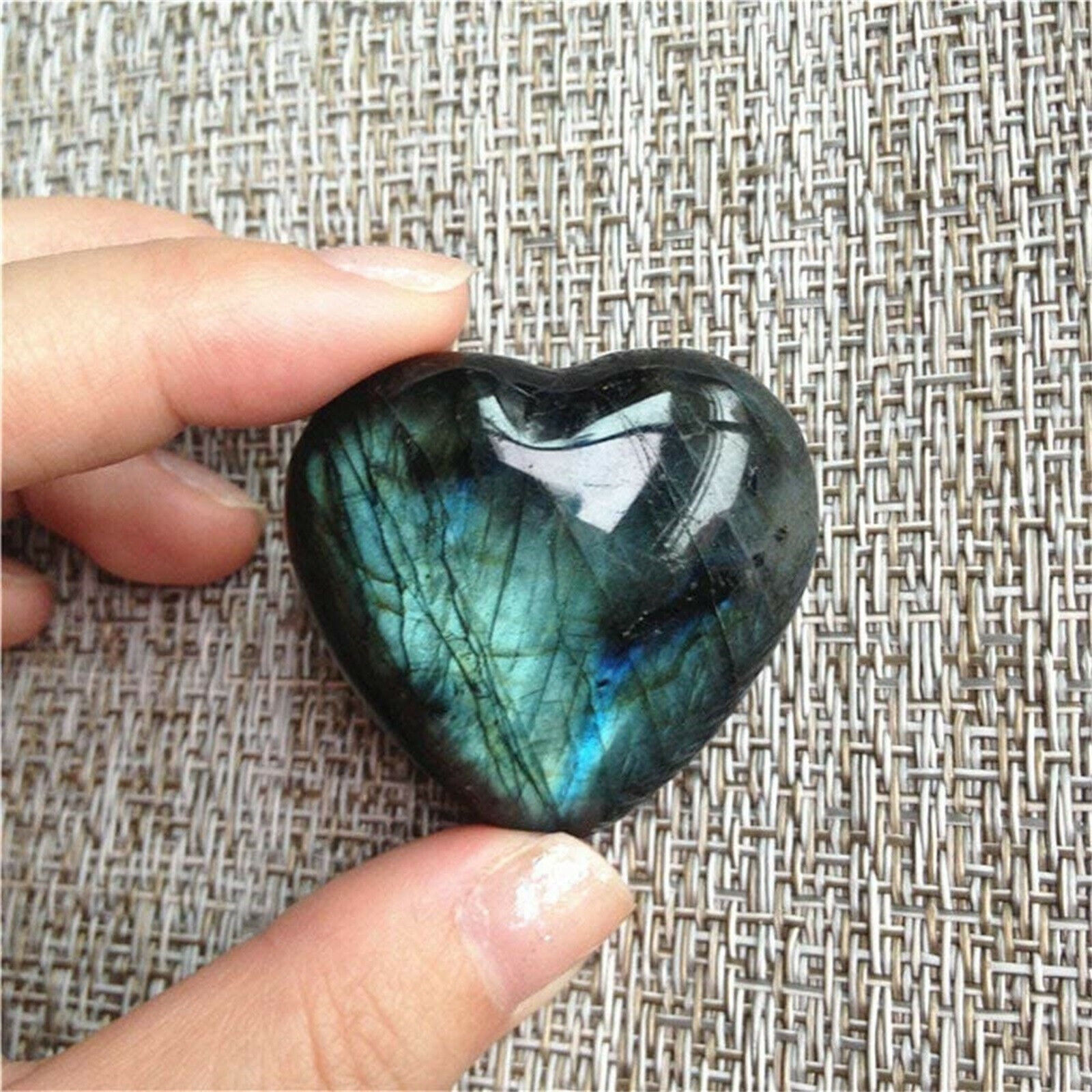 Crystal Labradorite Palm Stone Healing Quartz Gemstone Worry Stone Heart Shape \'