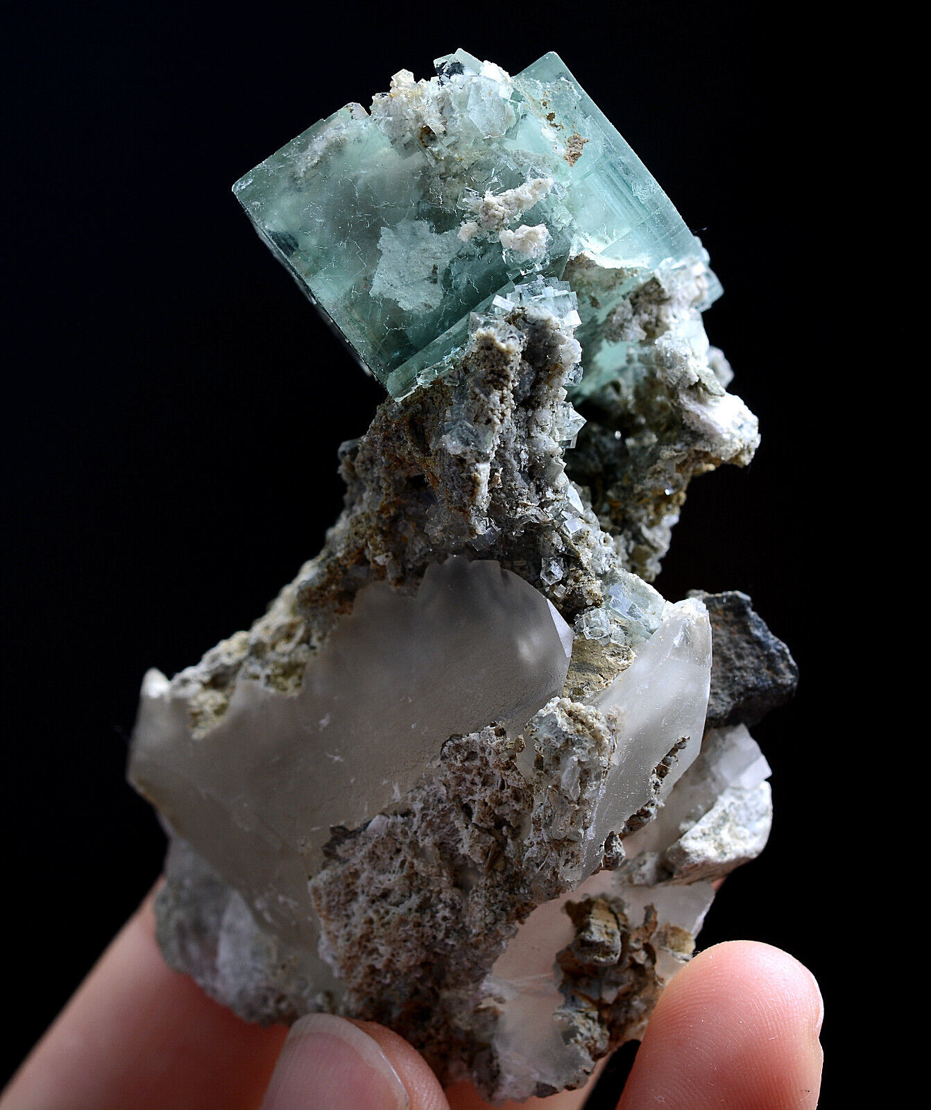 80g Natural Green Phantom Fluorite &Calcite Mineral Specimen/xianghualing China