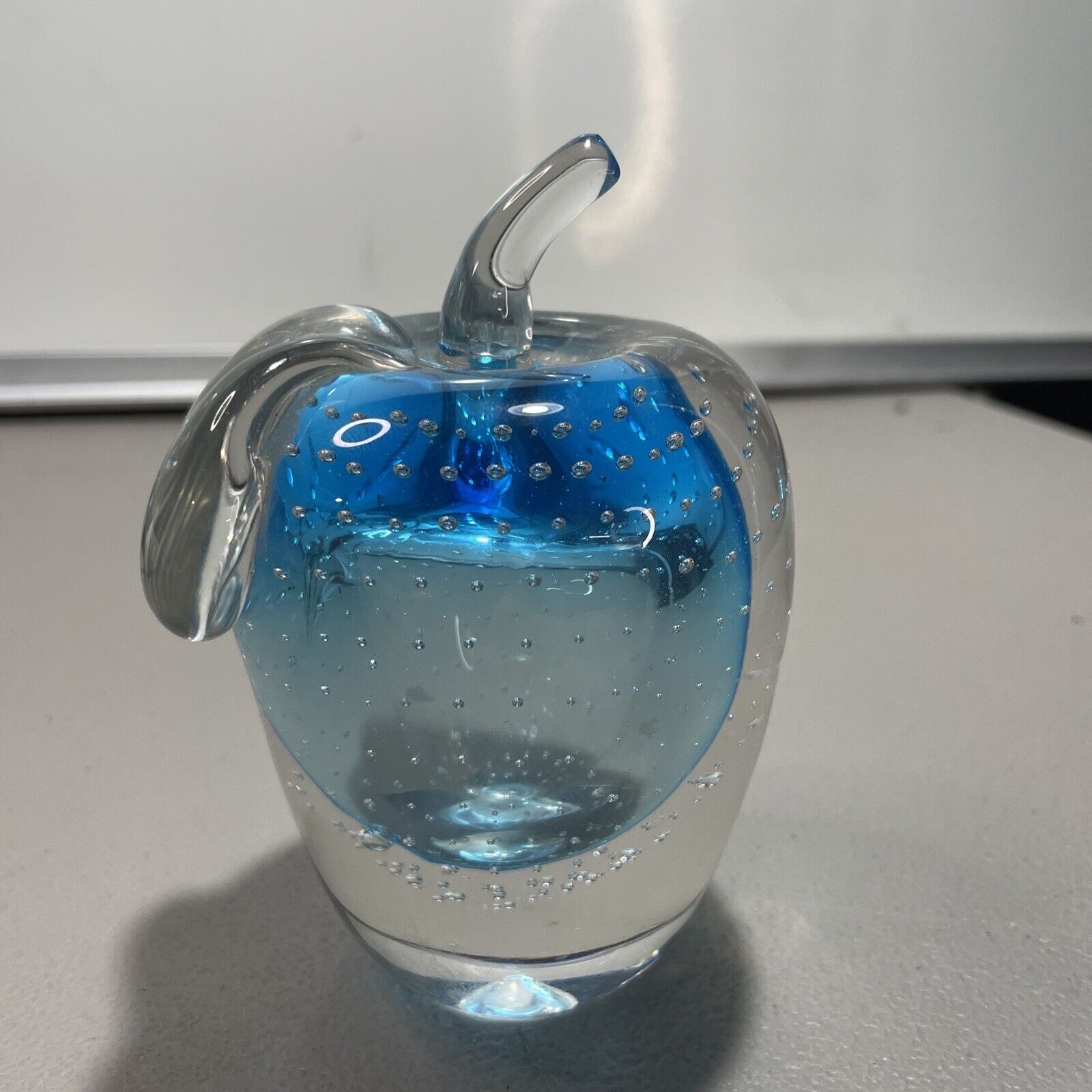 VTG Blown Glass Apple W/ Blue Interior