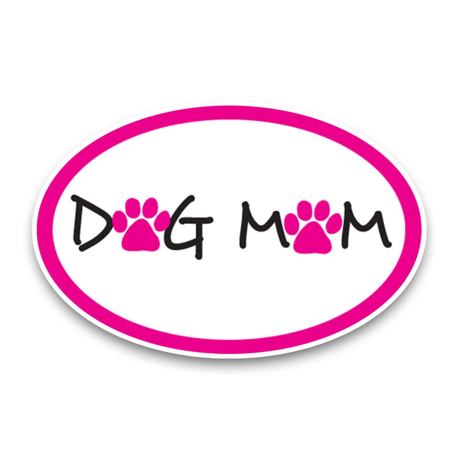 Dog Mom Pink Oval Magnet Decal, 4x6 Inches, Automotive Magnet