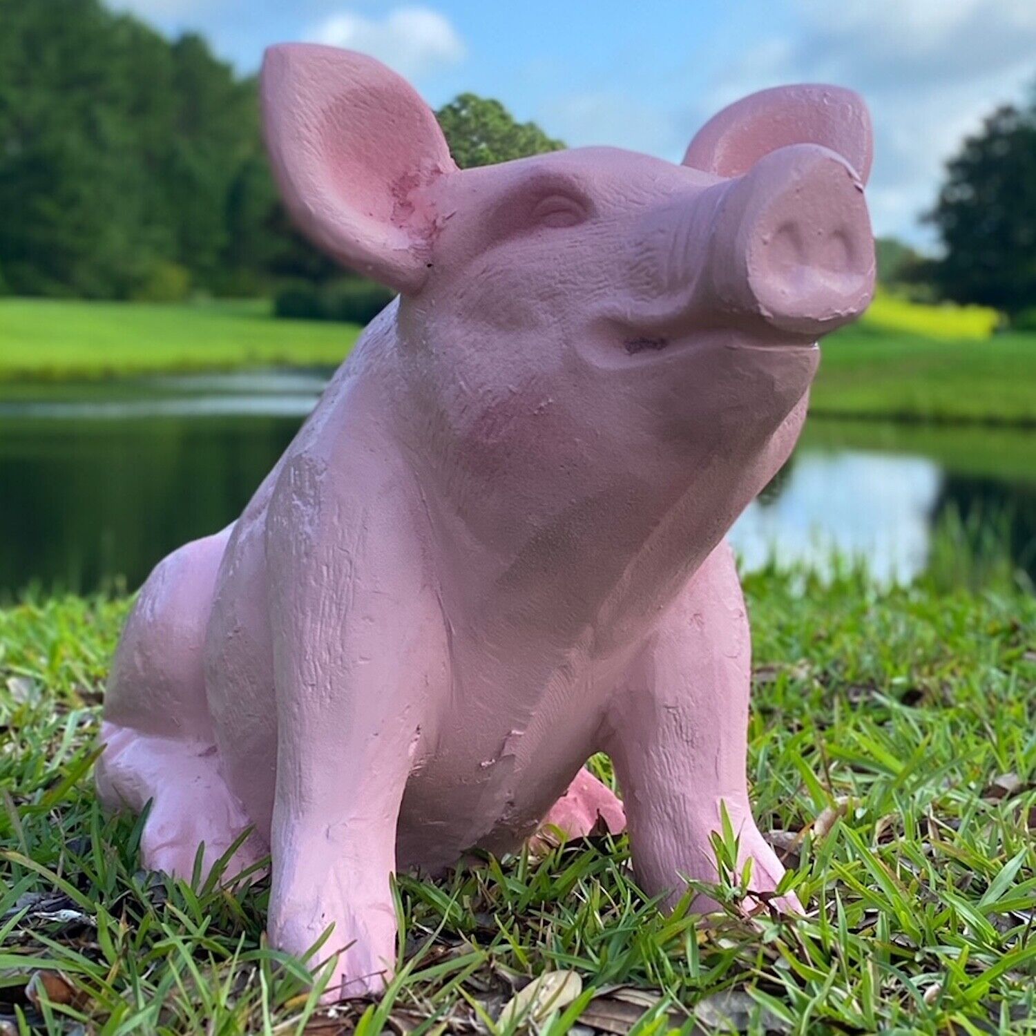Cute Seated Pig Statue for Indoor or Outdoor Use Farm Animal Decor Wilbur