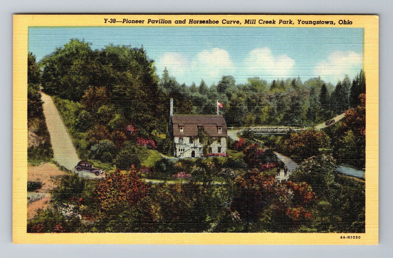 Youngstown OH-Ohio, Mill Creek Park, Horseshoe Curve, Antique Vintage Postcard