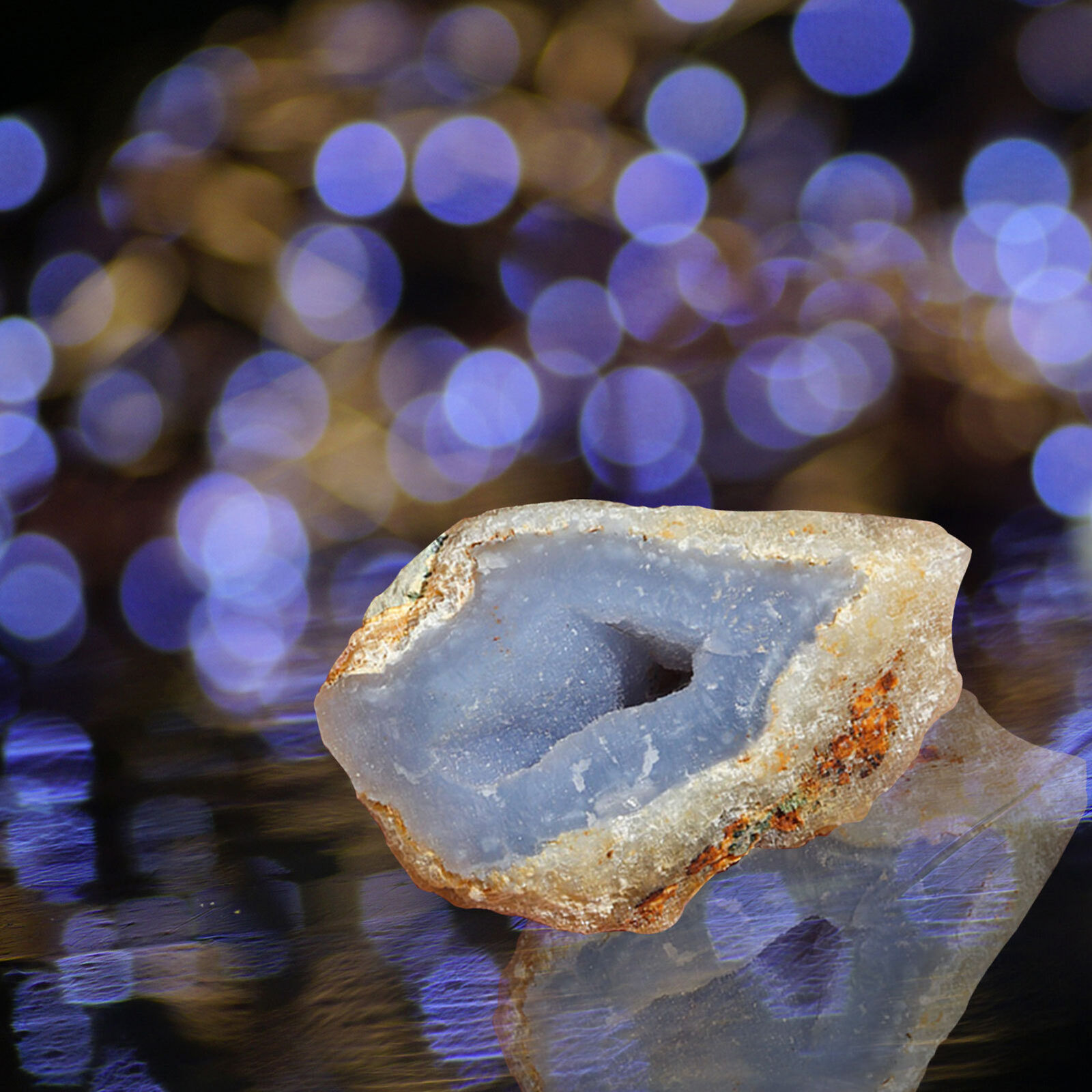 Natural Blue Chalcedony Agate Rough Quartz Crystal Geode Rough Lapidary Pendant 