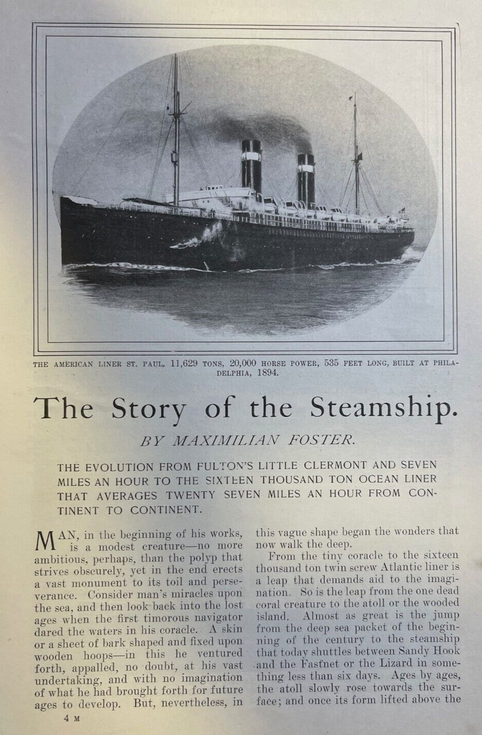 1901 Steamships Ocean Travel illustrated