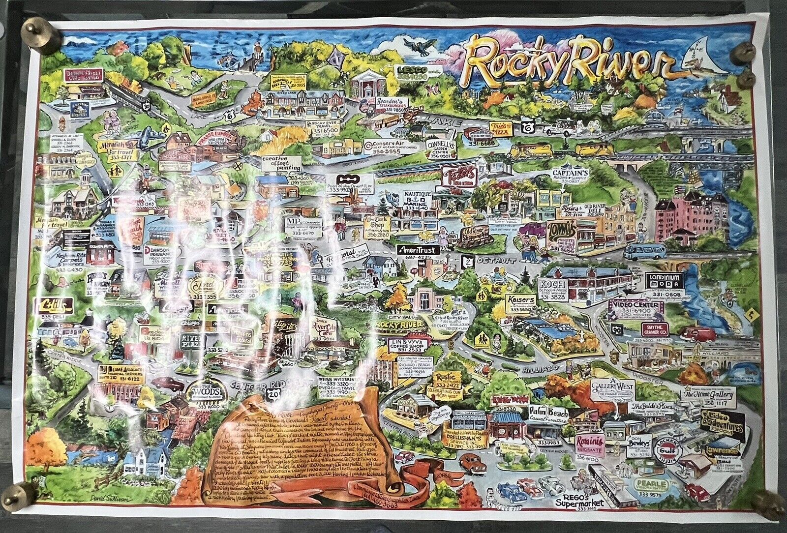 ROCKY RIVER, OHIO - 36” x 24”, Vintage Map of Rocky River David Sullivan