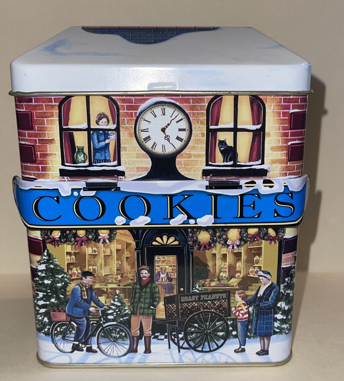 Cookie Shop Vintage Look Tin Canister Adjustable Awning & Great Detail Nice