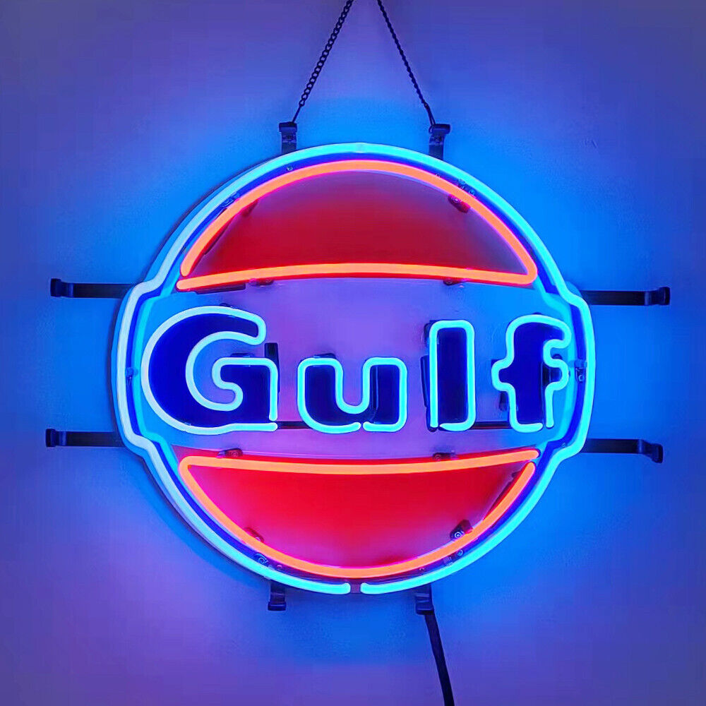 US Stock Gulf Gas Neon Sign 19x15 Gas Station Wall Decor With HD Printing