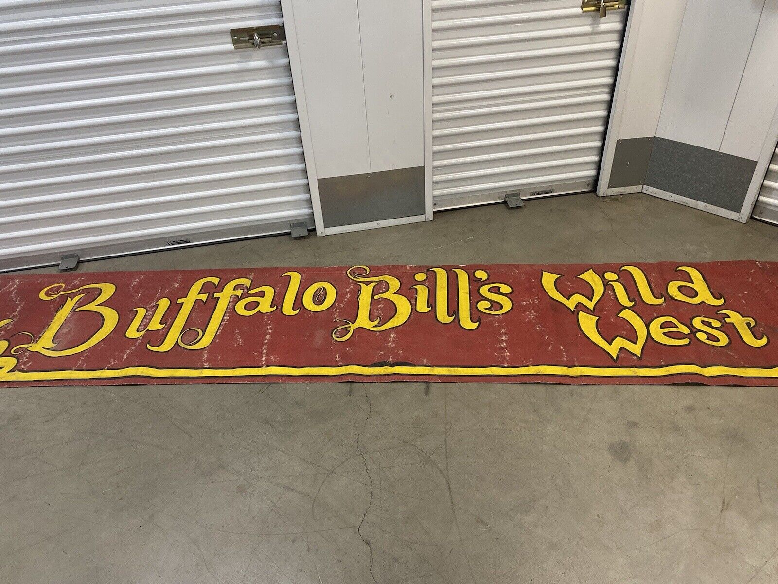 🔥 Historic Antique Cowboy BUFFALO BILL Wild West Painted Sideshow Banner, 1930s