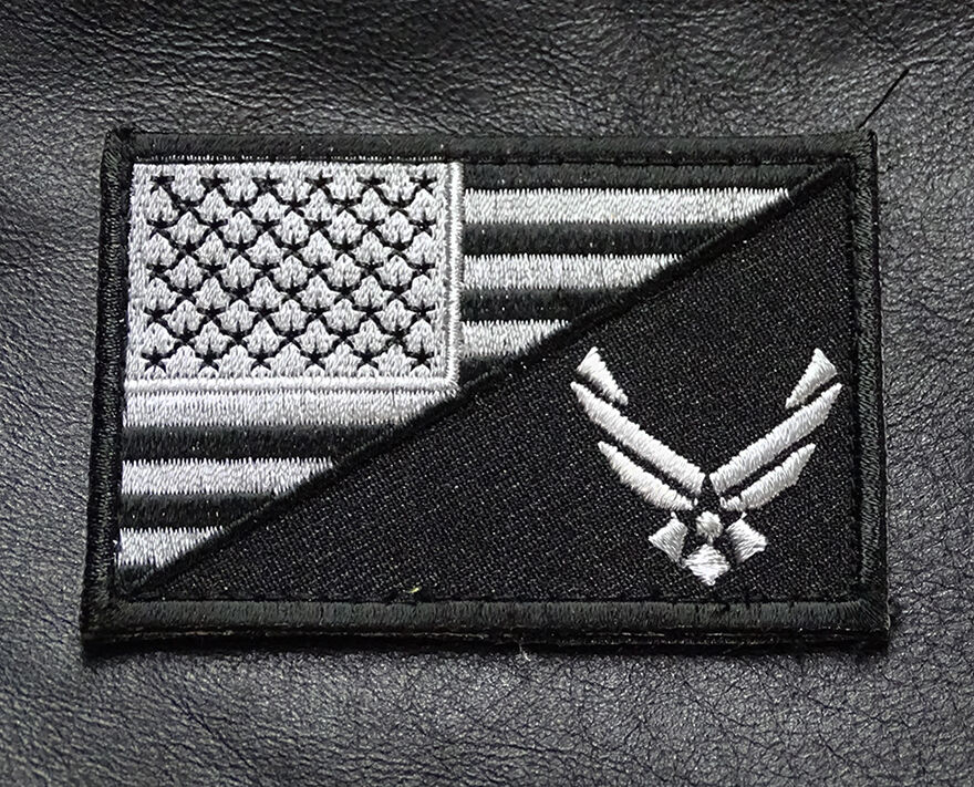 USA AIR FORCE LOGO  USA FLAG 3 INCH  ACU HOOK PATCH 