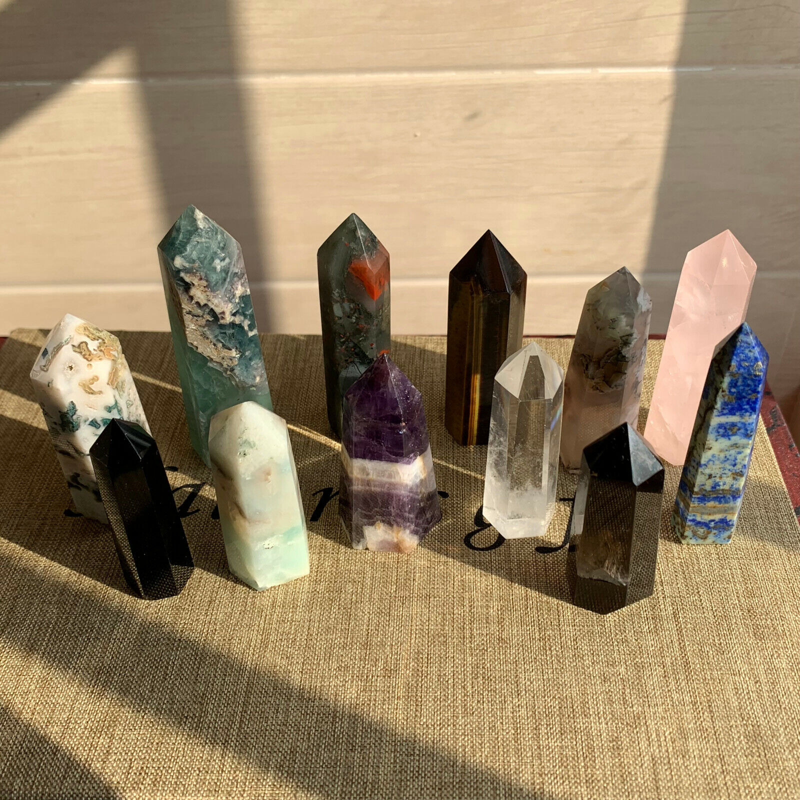 12pcs A lot natural quartz crystal obelisk wand point healing send randomly