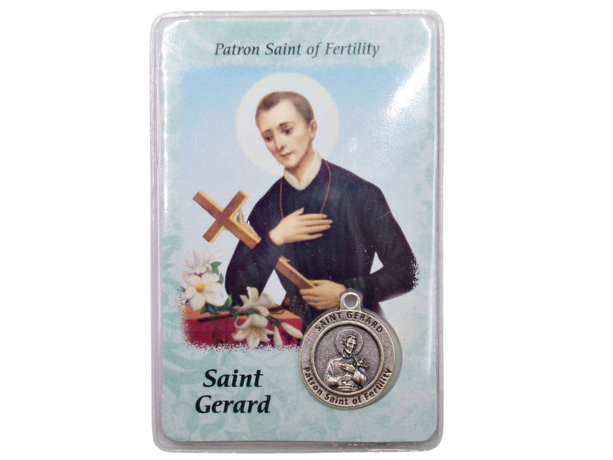 Saint Gerard Patron of Fertility Pendant Medal Laminated Holy Prayer Card 3.5 In
