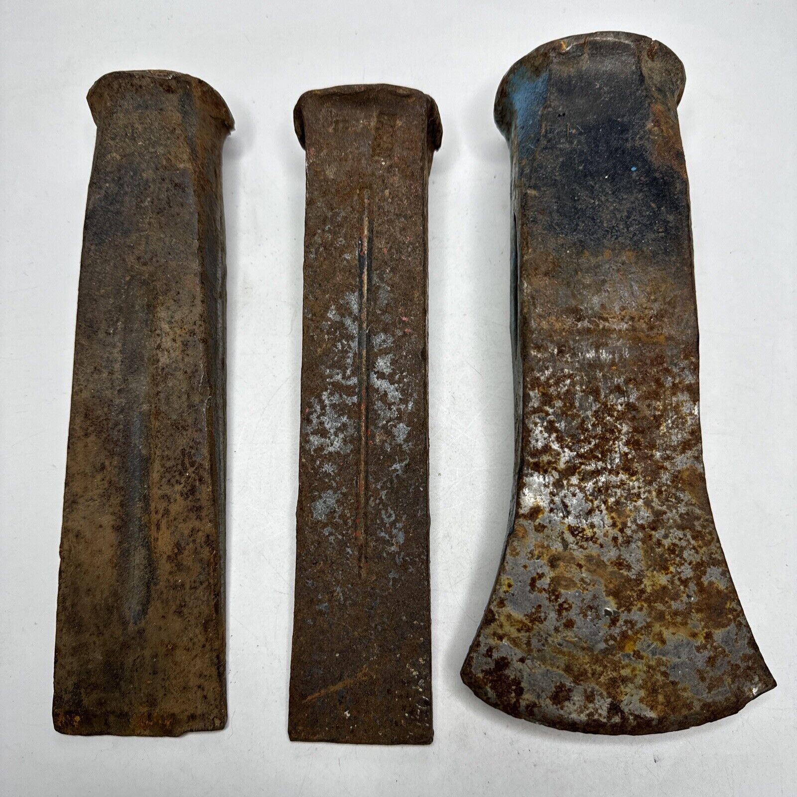 Lot Of 3 Old Steel Wedges For Splitting Logs Or Fire Wood