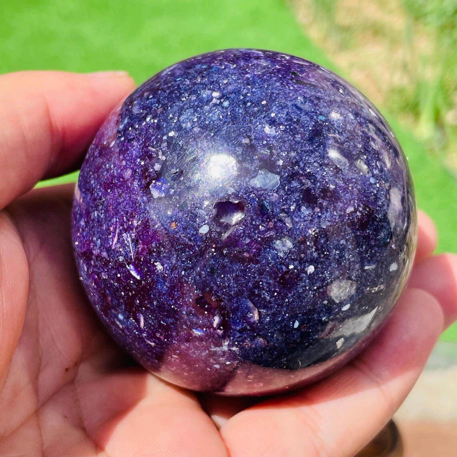 353g Rare Natural Lithium Mica Purple Mica Sphere Polished Crystal Ball Specimen