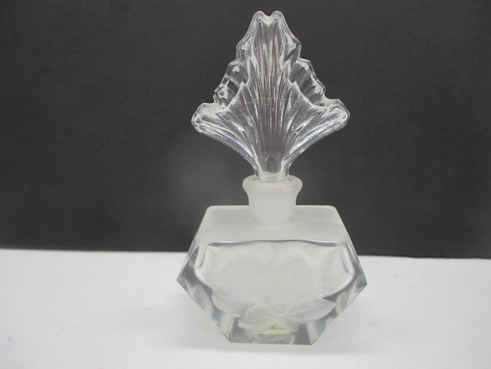 Vintage Silvestri Perfume Bottle With Stopper Frosted Leaf Design