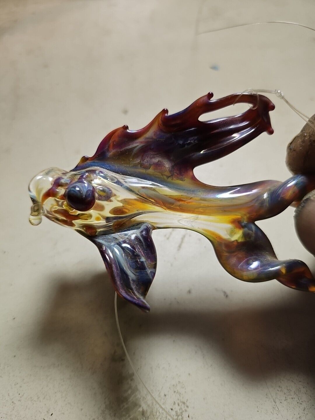 Vtg Miniature Hand Blown Multicolor Goldfish Fish Art Glass Ornament Figurine #2