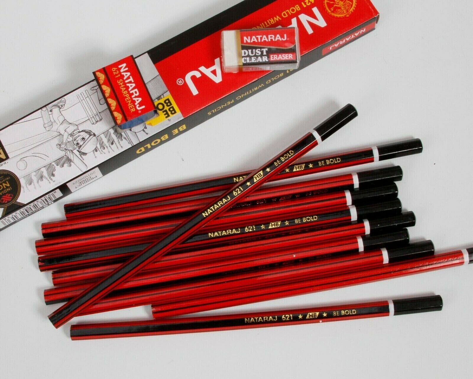 30 Nataraj Pencils for Clear, Sharp and Bold Writing + 3 Eraser + 3 Sharpeners