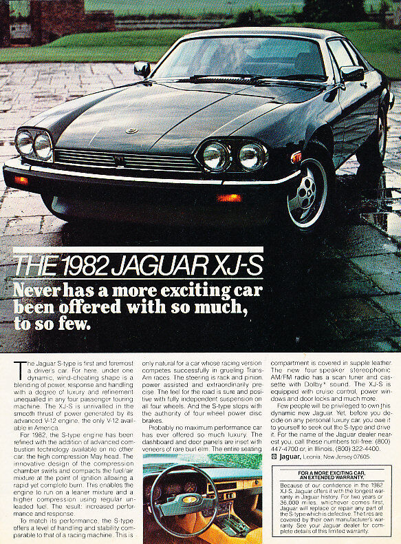 1982 Jaguar XJS XJ-S Vintage Advertisement Ad P37